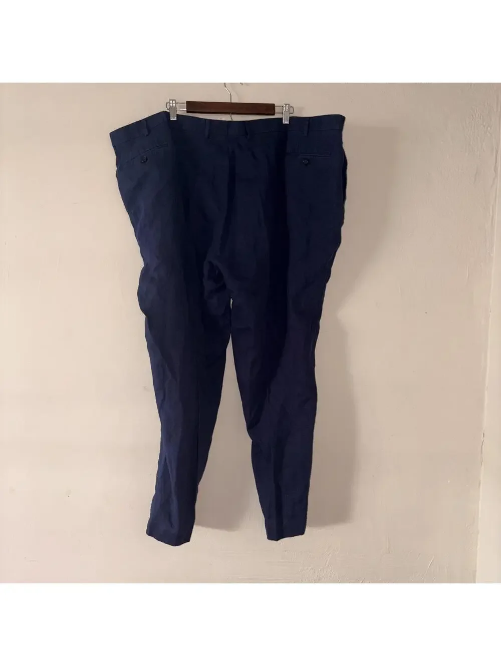 Lauren Ralph Lauren Navy Blue 100% Linen Trousers - Men's 52W x 32L